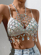 Rhinestone See-Through Top
