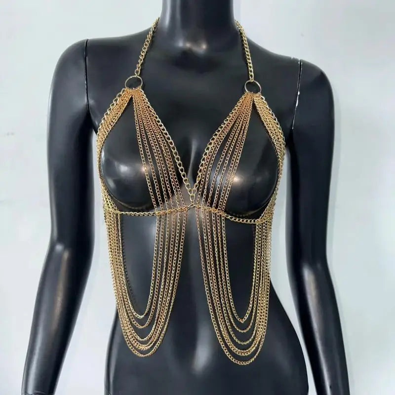 Festival Top With Pearl And Silver Chain Strands