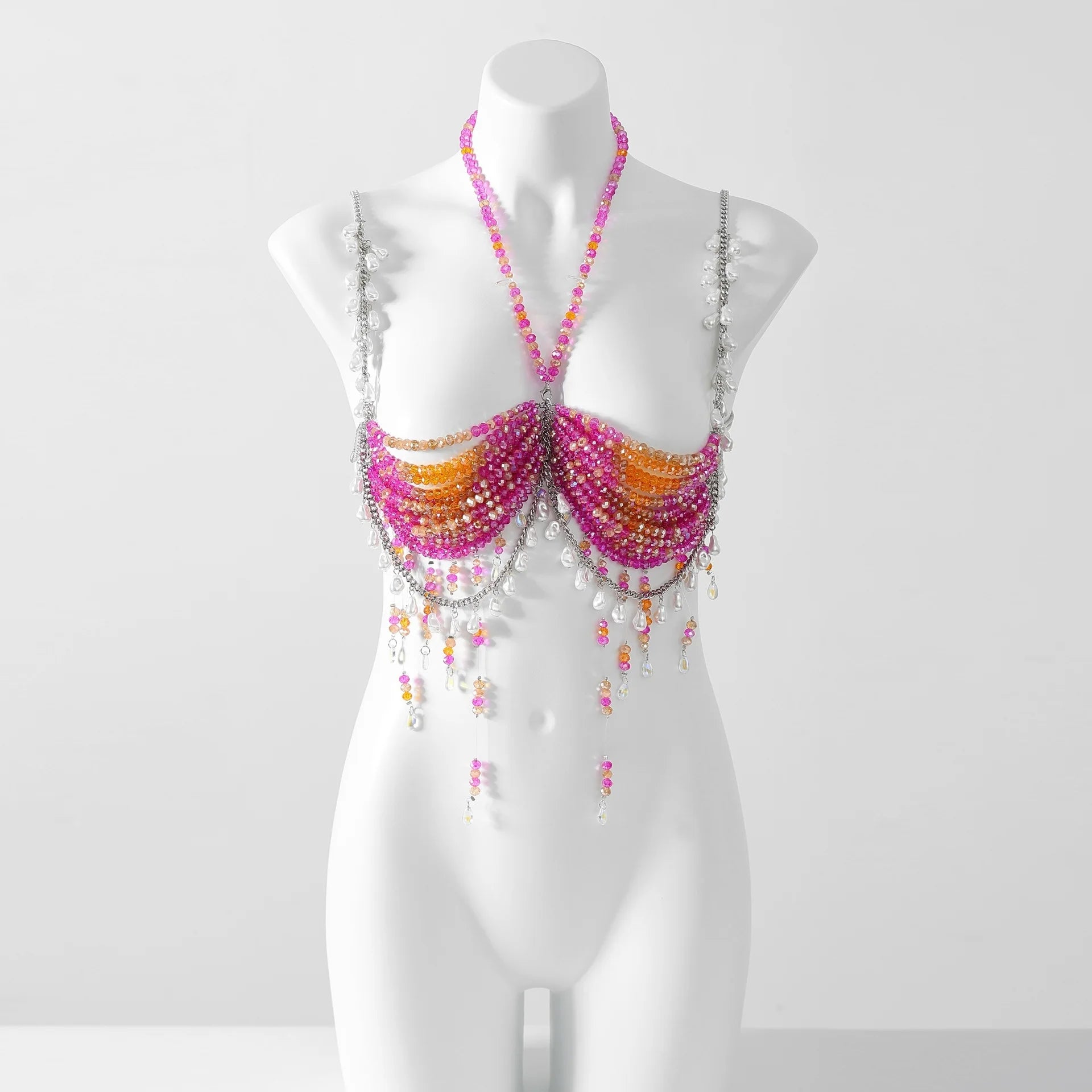 Bralette Harness Beaded Knitted Festival Party Top