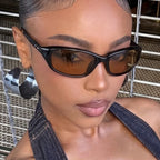 Retro Y2K Wrap Sunglasses With Brown Gradient Lens