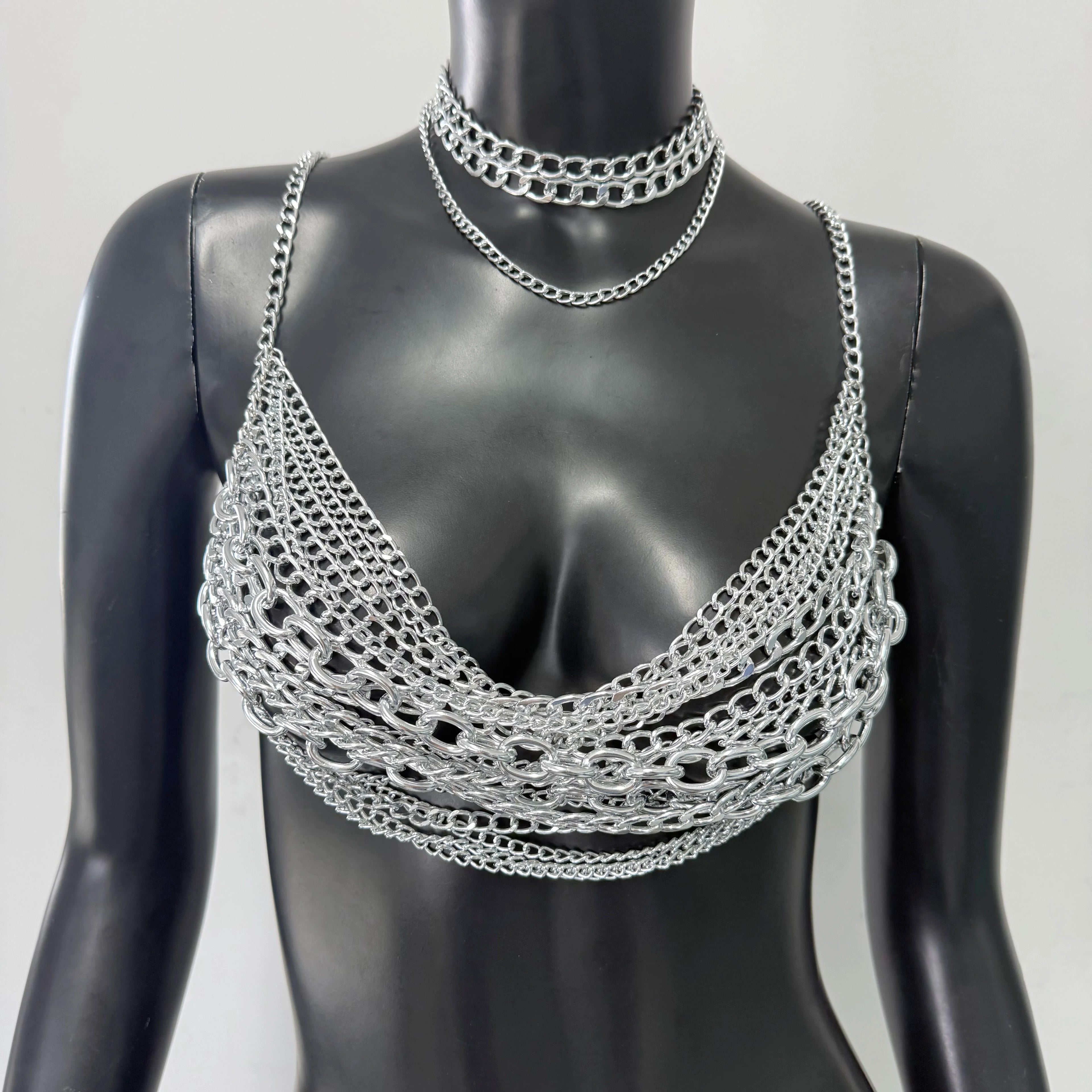 Festival Top With Pearl And Silver Chain Strands
