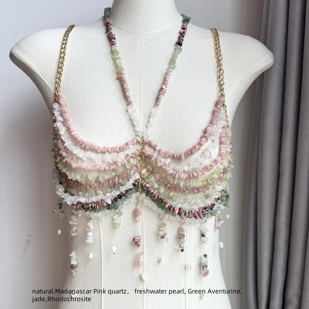 Bralette Harness Beaded Knitted Festival Party Top