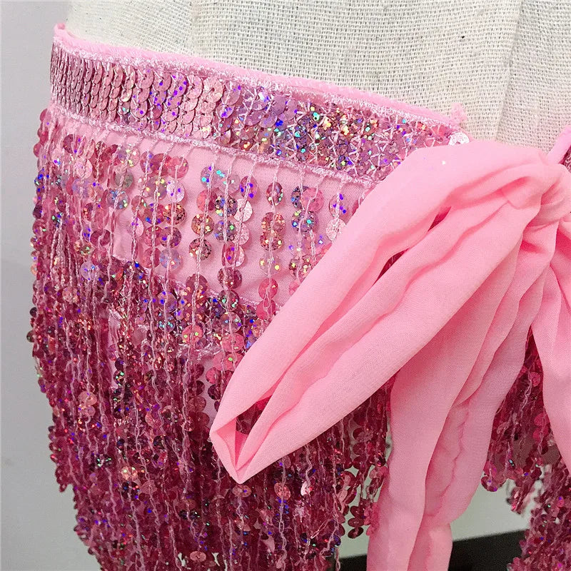 Leather Harness Sequin Skirt Set