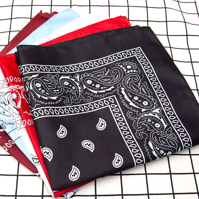 Bandana Black Print Soft Woven Hair And Neck Scarf
