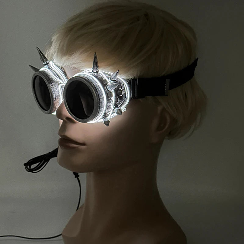 Cyberpunk LED Sunglasses With Sculpted Luminous Frame